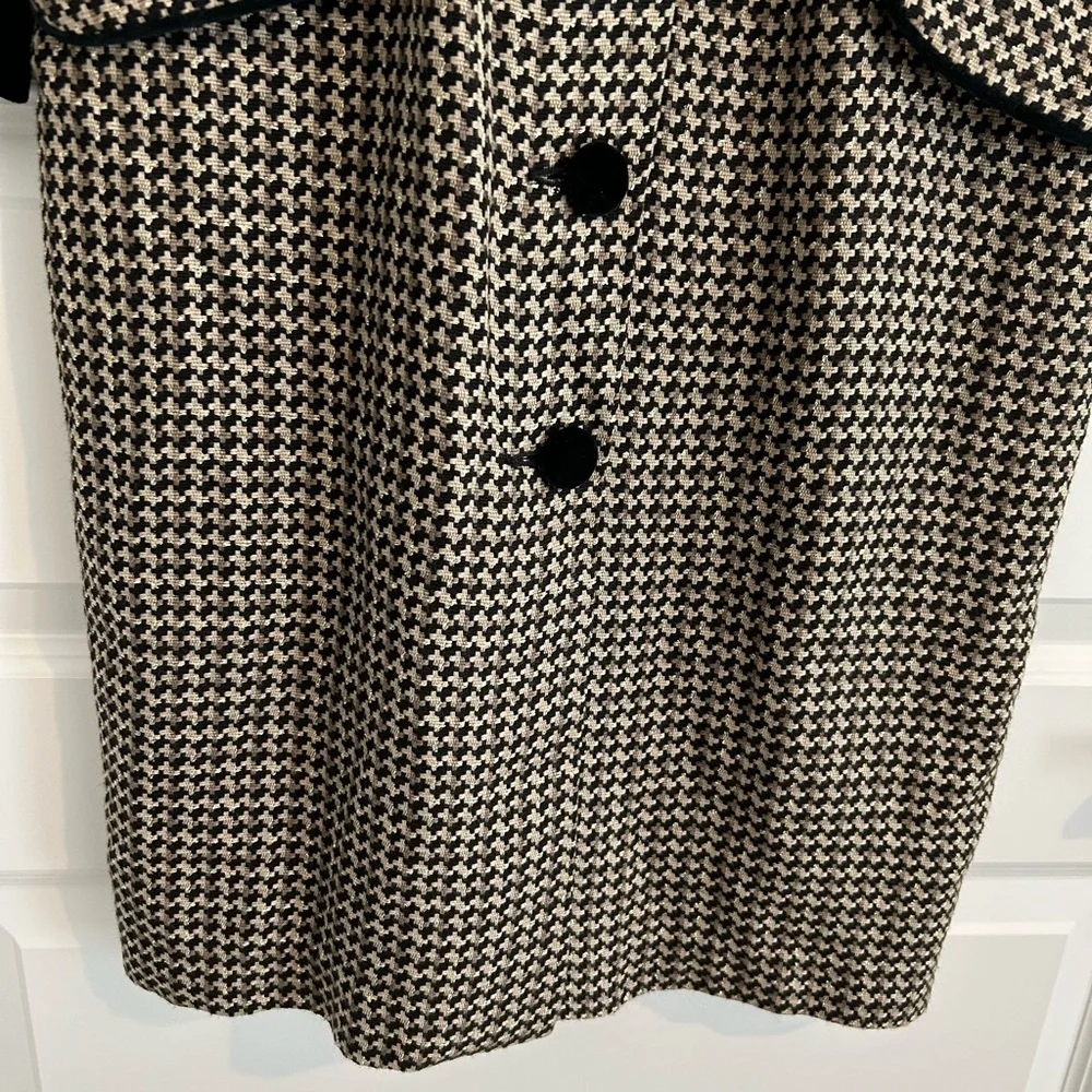 Lanz Originals Tweed Dress Tan Black Gold Metallic Size 6